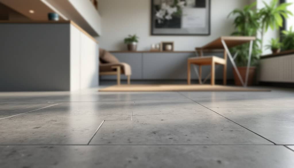 découvrez comment le béton ciré se distingue par l'absence totale de joints de carrelage au sol, offrant une surface lisse, esthétique et facile à entretenir.