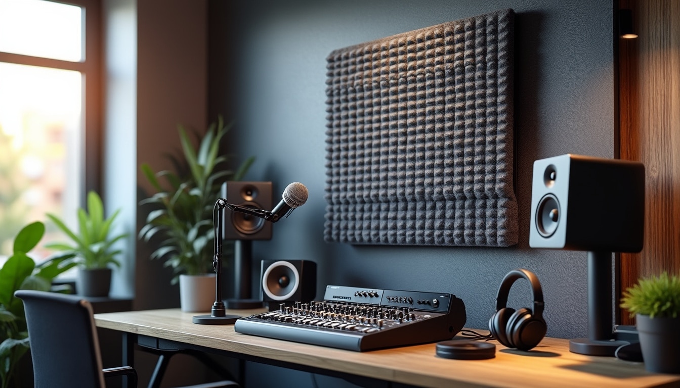 découvrez comment un panneau acoustique est essentiel pour créer un studio d'enregistrement musical domestique de qualité, garantissant un son clair et professionnel.