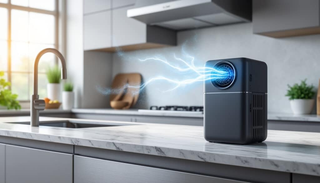 le purificateur d'air élimine efficacement les mauvaises odeurs de cuisine et de tabac, assurant un air frais et sain dans votre intérieur.