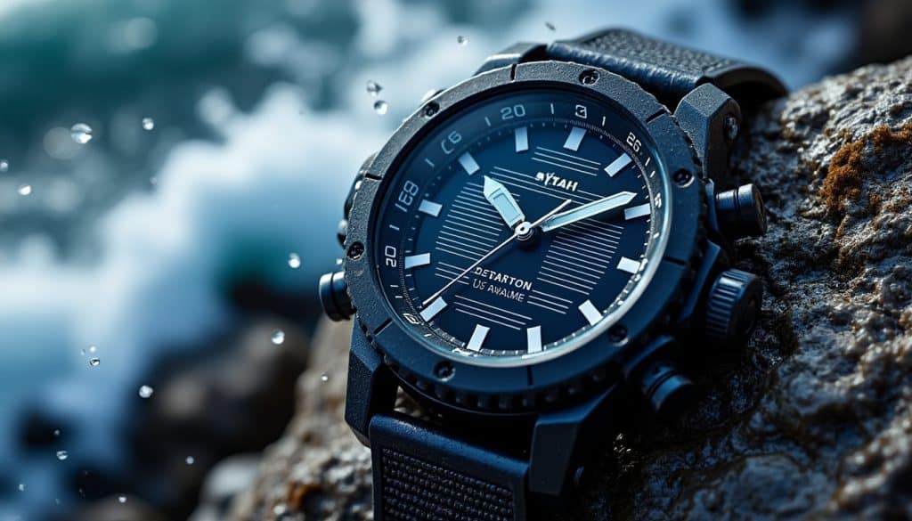 découvrez une montre solaire conçue pour résister aux chocs et à l’eau de mer, idéale pour accompagner vos activités au quotidien.